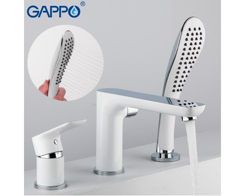 Смеситель на борт ванны Gappo G48 Белый Хром