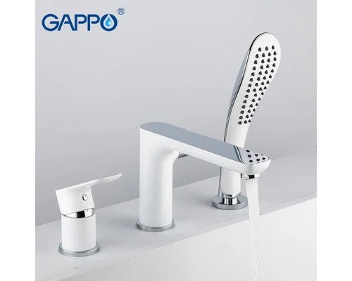 Смеситель на борт ванны Gappo G48 Белый Хром