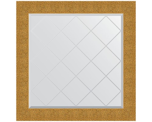 Зеркало Evoform Exclusive-G 86х86 BY 4323 с гравировкой в багетной раме - Чеканка золотая 90 мм