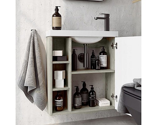 Корпус тумбы под раковину Aqwella Alba 60 R ALB0106RLS подвесной Камень натуральный