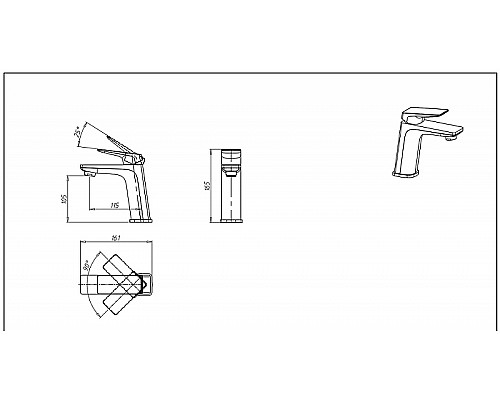 Смеситель для раковины Bravat Frey F1368401CP-ENG Хром