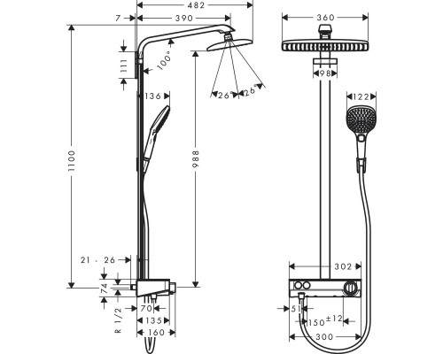 Душевая система Hansgrohe Raindance Select E хром 27287400