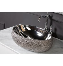 Раковина ОВАЛ 48х34х15см, серебро