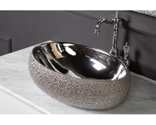 Раковина ОВАЛ 48х34х15см, серебро