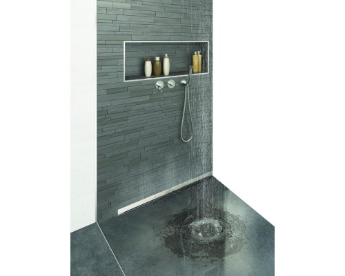 Душевой лоток BERGES WALL 600 пристенный хром глянец боковой