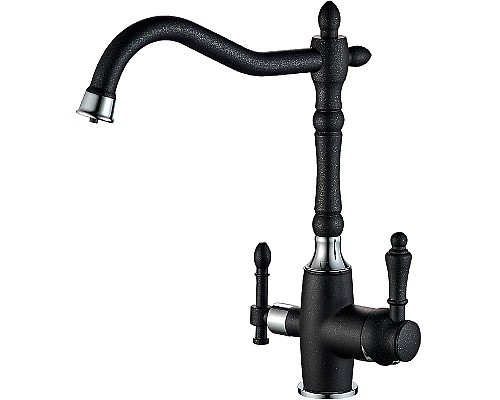 Смеситель для кухни ZorG Steel Hammer SH 812 BLACK CR Черный матовый Хром