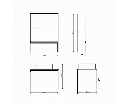 Тумба с раковиной Comforty Эдинбург 60 00-00001928 подвесная Бетон светлый