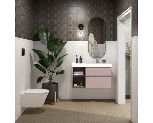 Тумба под раковину Kerama Marazzi CUBO правая подвесная с ящиками 90, мальва матовая