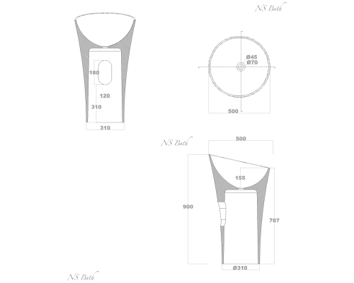 Раковина из искусственного камня NSBath NSF-50000M матовая