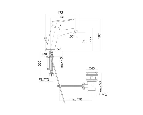 Смеситель для раковины Fiore Kyro 86CR8110 хром
