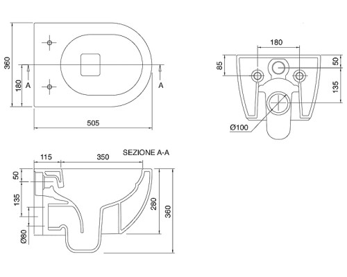 Унитаз Scarabeo 5520/CL подвесной без сиденья