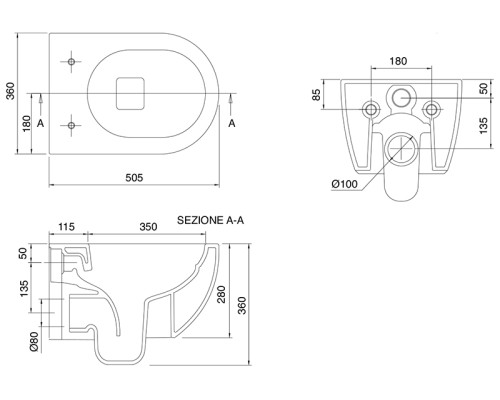 Унитаз Scarabeo 5520/CL подвесной без сиденья
