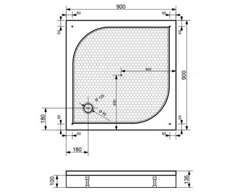 Душевой поддон из искусственного камня Эстет Гамма 90х90 ФР-00000758 Белый