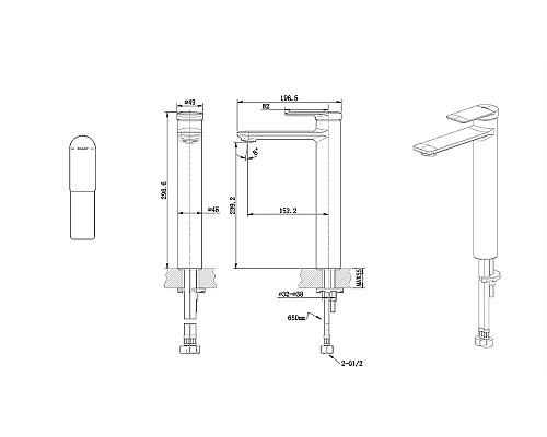 Смеситель для раковины Bravat Eddie F1369402BW-A9-ENG Черный матовый