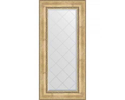 Зеркало Evoform Exclusive-G 132х62 BY 4084 с гравировкой в багетной раме - Состаренное серебро с орнаментом 120 мм