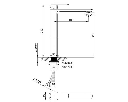Смеситель для раковины Vincea Next VBF-1N2CH Хром