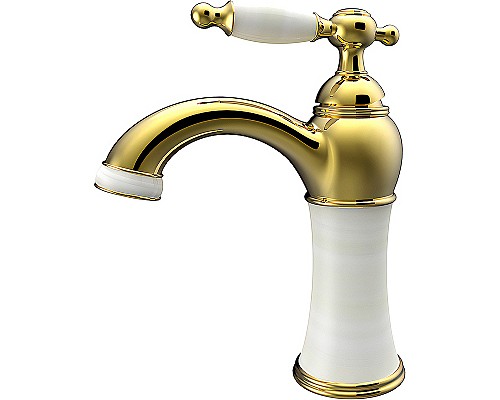 Смеситель для раковины Kaiser Retro 31411 Золото Белый