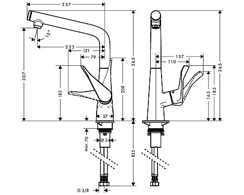 Смеситель для кухни Hansgrohe Metris Select 14883000