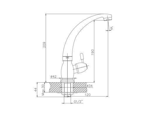 Кран для одного типа воды Cron CN4196 Хром