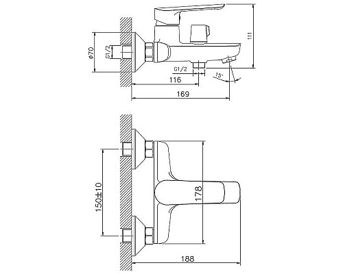 Смеситель для ванны Haiba HB60198 Хром