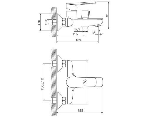 Смеситель для ванны Haiba HB60198 Хром