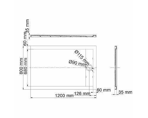 Душевой поддон из искусственного камня WasserKRAFT Abens 120x80 20T06 Черный матовый