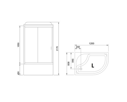 Душевая кабина Royal Bath ВК 120x80 стекло матовое задние стенки Белые
