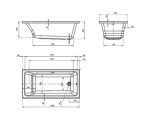 Акриловая ванна Marka One Bianca 160х75 01бья1675