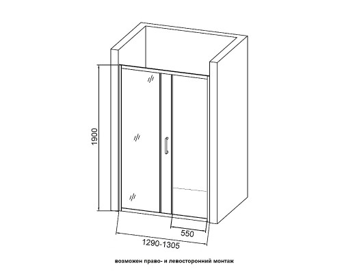 Душевая дверь в нишу Orange E02-130TCR 130 профиль Хром стекло прозрачное