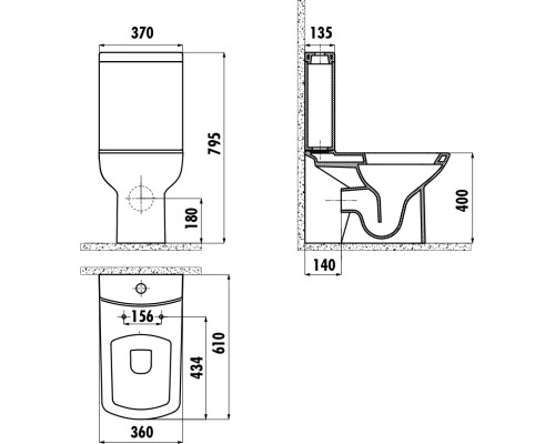 Унитаз компакт Creavit Lara LR310-11CB00E-0000 Белый без бачка и сиденья