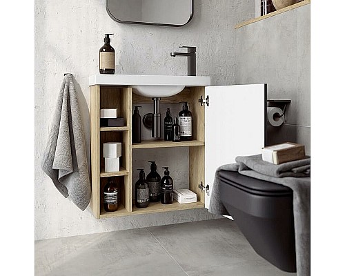 Корпус тумбы под раковину Aqwella Alba 60 R ALB0106RDD подвесной Дуб Давос