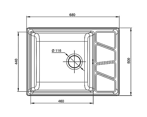 Кухонная мойка GranFest Vertex GF-V-680L Иней