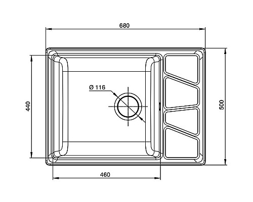 Кухонная мойка GranFest Vertex GF-V-680L Иней