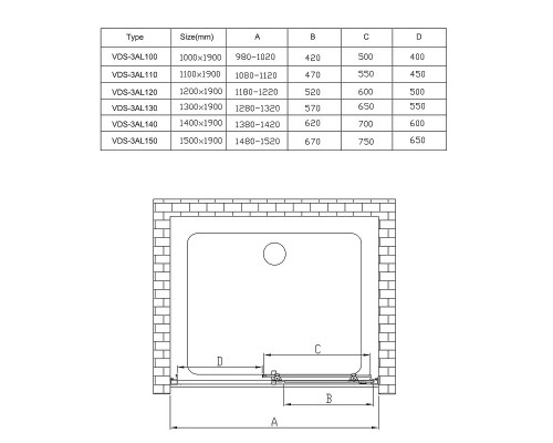 Душевая дверь Vincea Alpha 150 VDS-3AL150CL профиль Хром стекло прозрачное