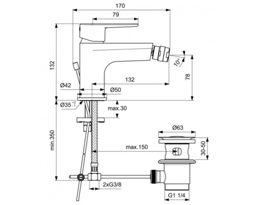 Смеситель для биде Ideal Standard Cerafine Model O BC705XG Черный шелк