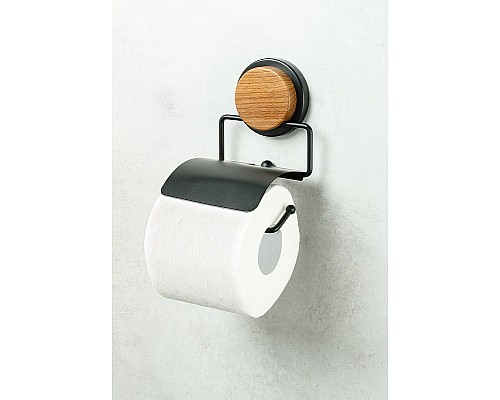 Держатель туалетной бумаги Fixsen Magic Wood FX-46010 с крышкой Черный матовый