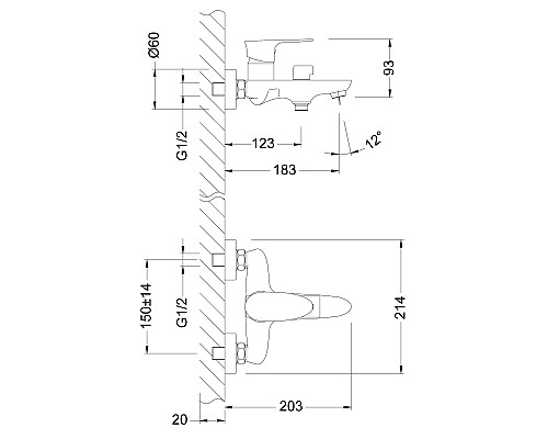 Смеситель Lemark Nero LM0214C для ванны