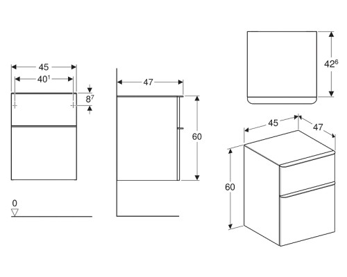 Тумба Geberit Smyle Square 45 500.357.JR.1 подвесная Пекан