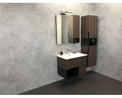 Тумба с раковиной Comforty Франкфурт 75 00004150531 подвесная Дуб шоколадно-коричневый