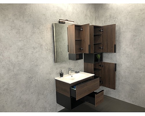 Тумба с раковиной Comforty Франкфурт 75 00004150531 подвесная Дуб шоколадно-коричневый