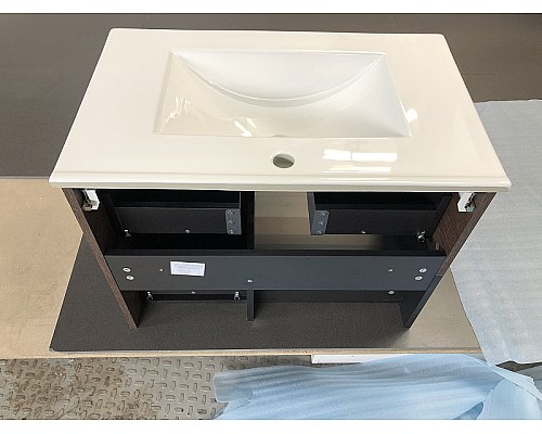 Тумба с раковиной Comforty Франкфурт 75 00004150531 подвесная Дуб шоколадно-коричневый