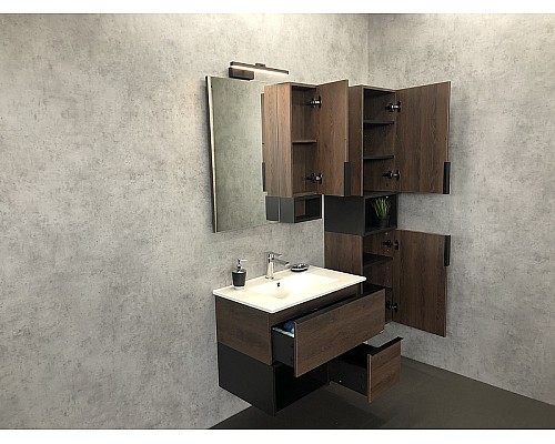 Тумба с раковиной Comforty Франкфурт 75 00004150531 подвесная Дуб шоколадно-коричневый