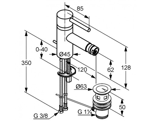 Однорычажный смеситель для биде Kludi Bozz 385330576