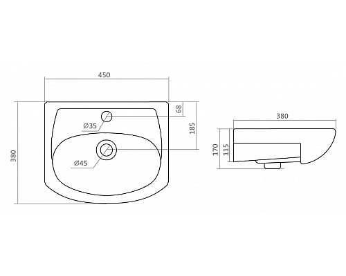 Полукруглая раковина Santek Азов 45 1WH112449