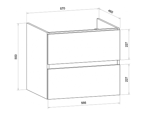 Тумба под раковину Art&Max AM-Techno-600-2C-SO-LW635 подвесная Сосна