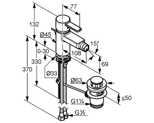 Однорычажный смеситель для биде Kludi Zenta 385309175