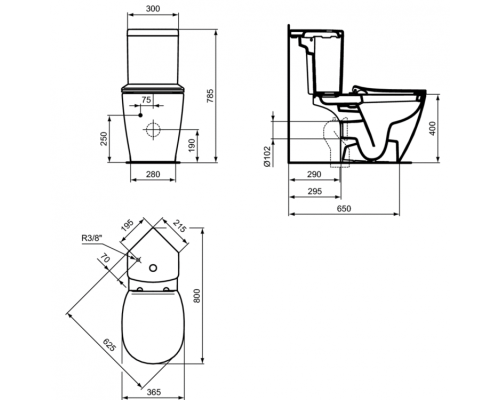 Унитаз компакт Ideal Standard Connect E803601 без бачка и сиденья