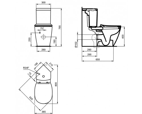 Унитаз компакт Ideal Standard Connect E803601 без бачка и сиденья