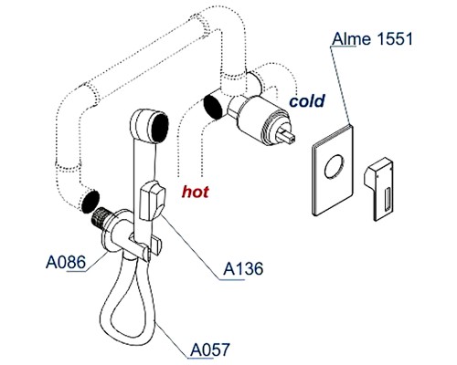 Гигиенический душ со смесителем WasserKRAFT Alme A15157 Хром