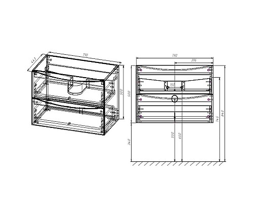 Тумба под раковину Vincea Mia 80 VMC-2MA800RW подвесная R.Wood